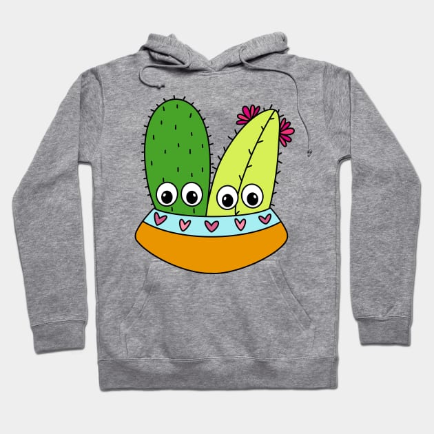 Cute Cactus Design #329: Cute Cacti Arrangement In A Cute Bowl Hoodie by DreamCactus